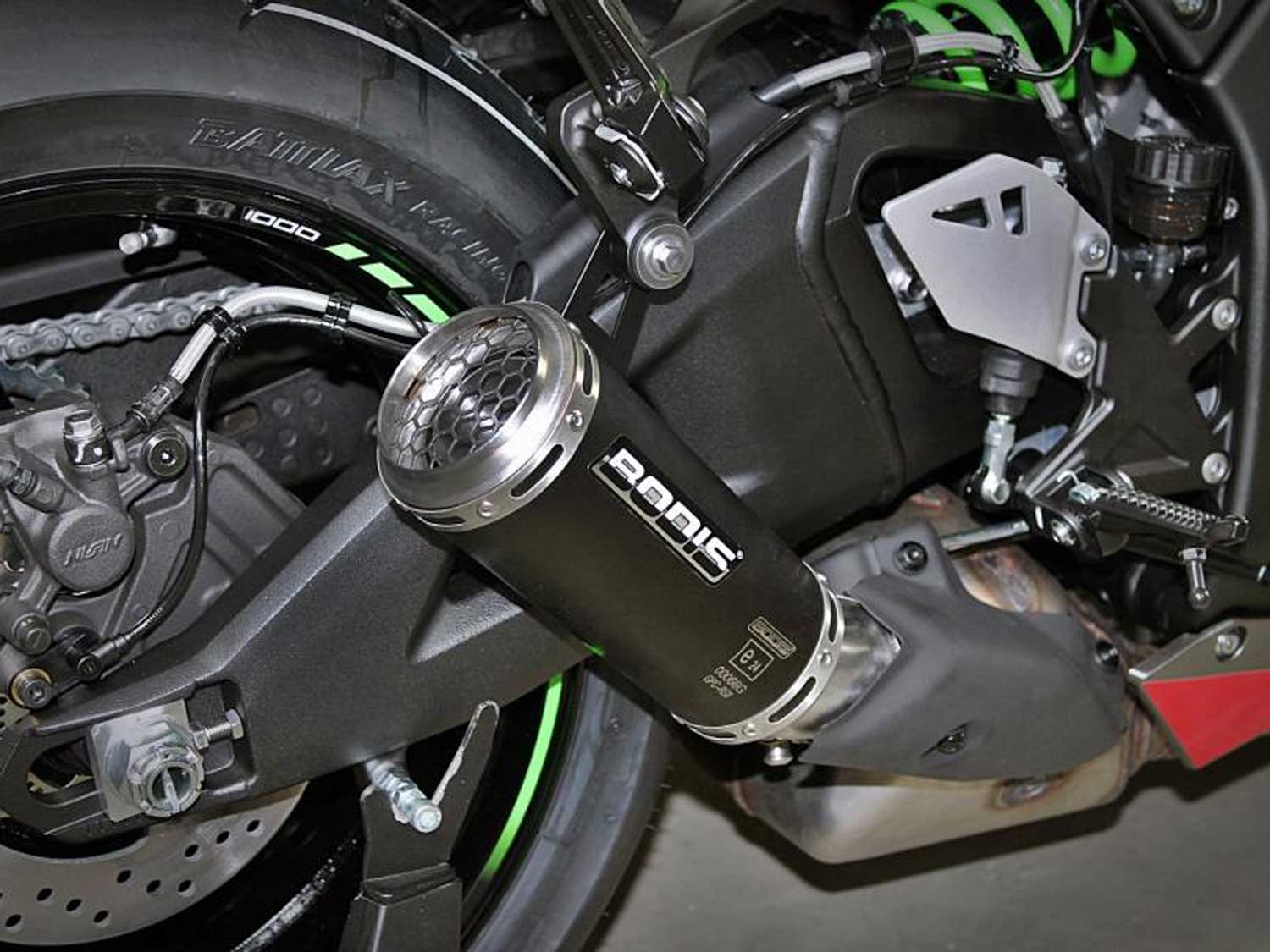 BODIS GPC-RS2 GEX f. Kawasaki Ninja ZX-10R (2019-2025) in acciaio inossidabile nero