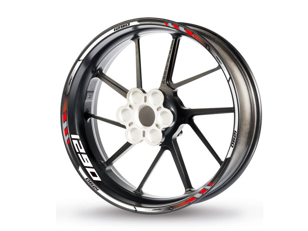 Adesivo bordo cerchio per KTM Super Duke R 1290 rosso-bianco-nero Adesivo bordo cerchio per KTM Super Duke R 1290 rosso-bianco-nero