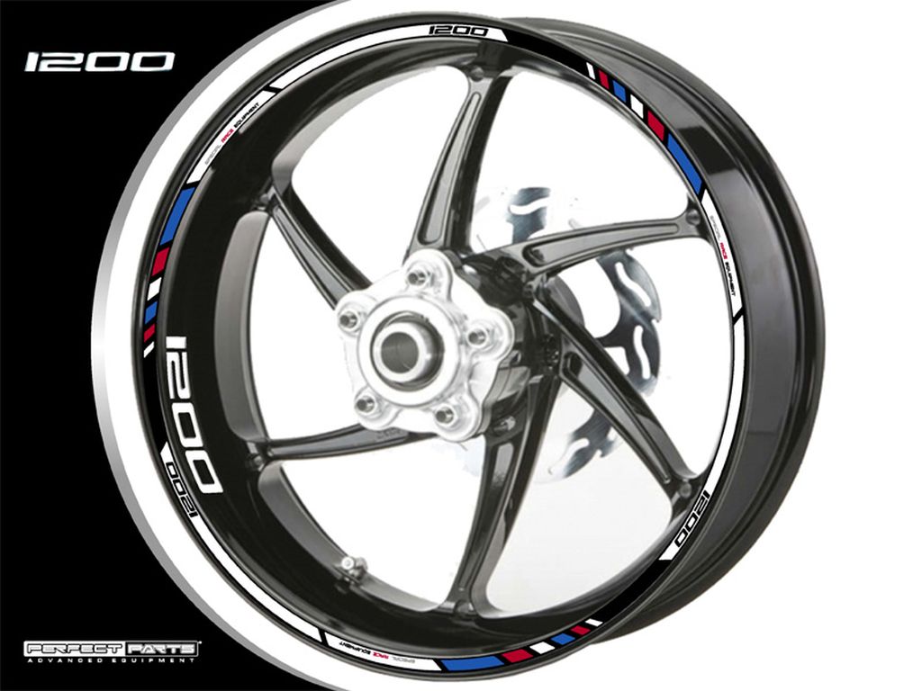 Adesivo bordo cerchio per 1200 ccm bianco-blu-rosso-cromo Adesivo bordo cerchio per 1200 ccm bianco-blu-rosso-cromo