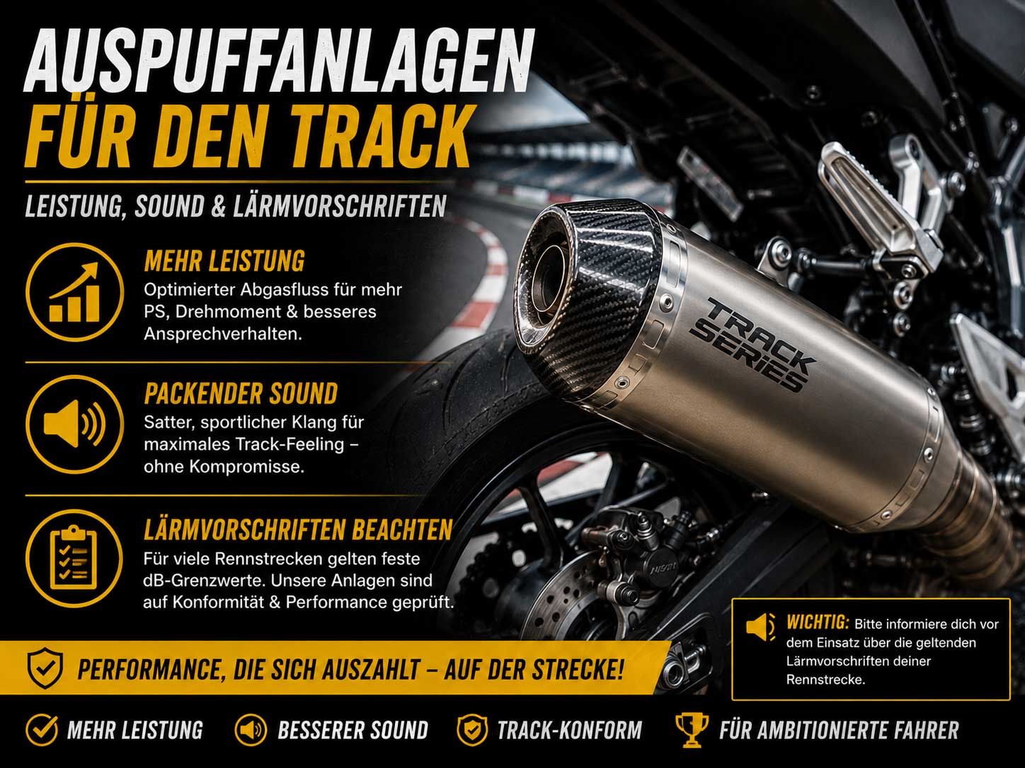 Auspuffanlagen für den Track - Leistung, Sound & Lärmvorschriften