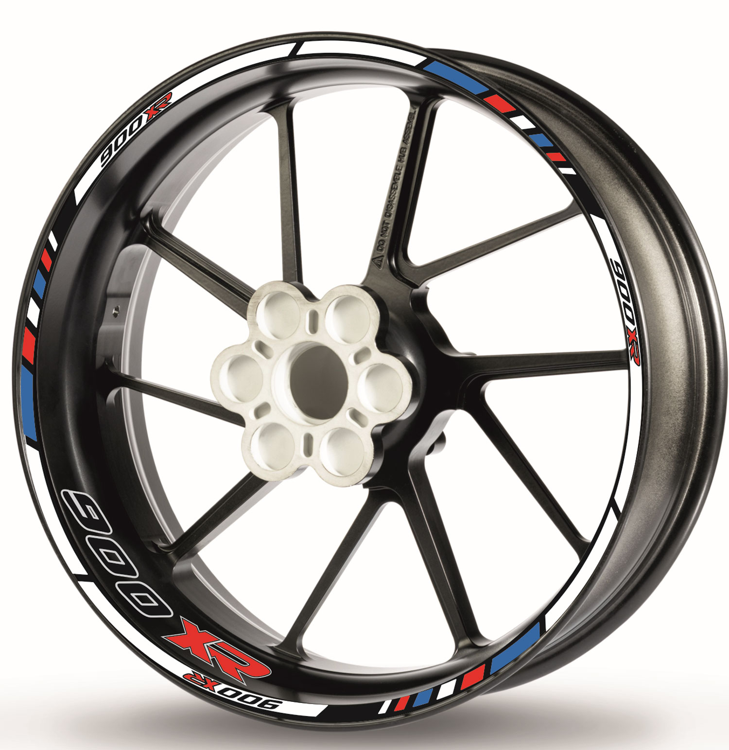 Adesivo per cerchioni per BMW F 900 XR bianco-blu-rosso-cromo Adesivo per cerchioni per BMW F 900 XR bianco-blu-rosso-cromo