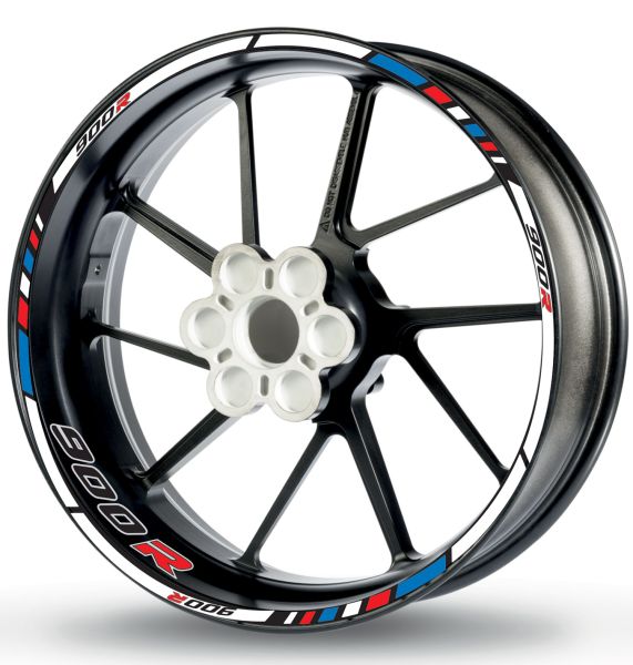 Adhesivo de llanta para BMW F 900 R blanco-azul-rojo-cromo