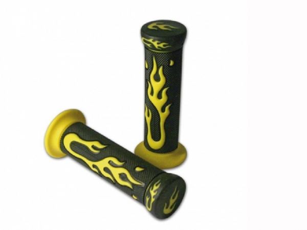 Rubber grips handlebar grips Flame closed black-yellow