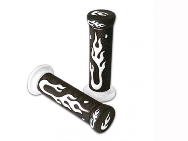 Poignées en caoutchouc poignées de guidon Flamme fermée noir-blanc