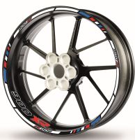 Felgenrandaufkleber für BMW F 900 XR weiß-blau-rot-chrom
