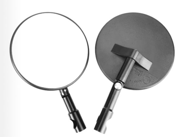 Handlebar end mirror round black Mirror arm adjustable M8