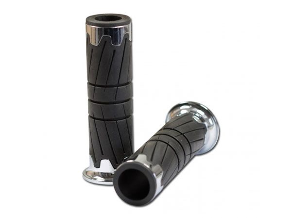 Griffgummi Griffe Lenkergriffe Glossy offen schwarz-chrom