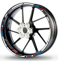 Felgenrandaufkleber für BMW F 900 R weiß-blau-rot-chrom